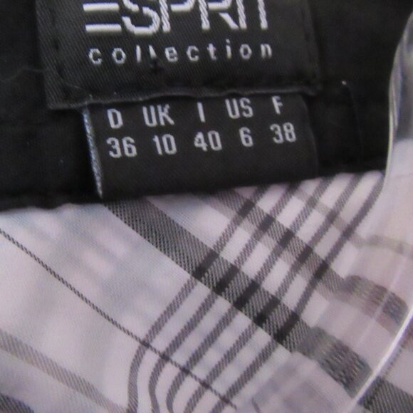 Esprit Women Blouse sz. 6, White Black, checked - Picture 3 of 9